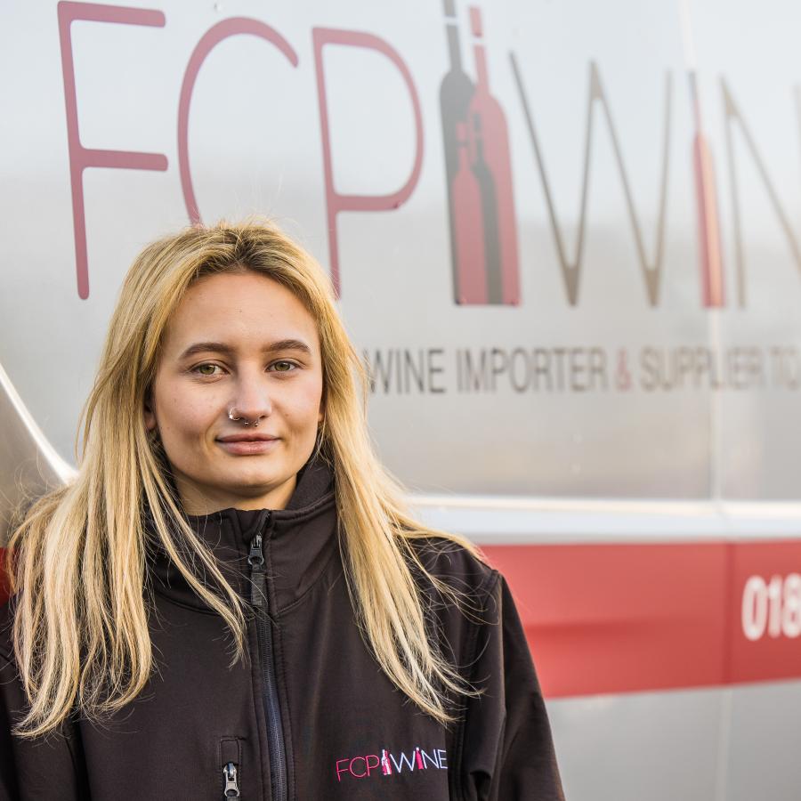 Tasha standing by the fcp van 