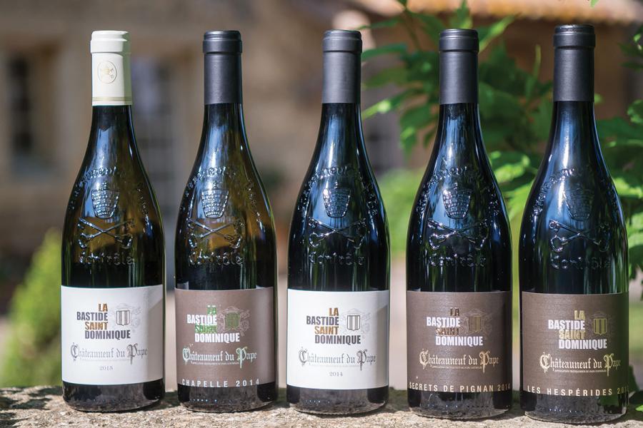 Bottles of wine on a row