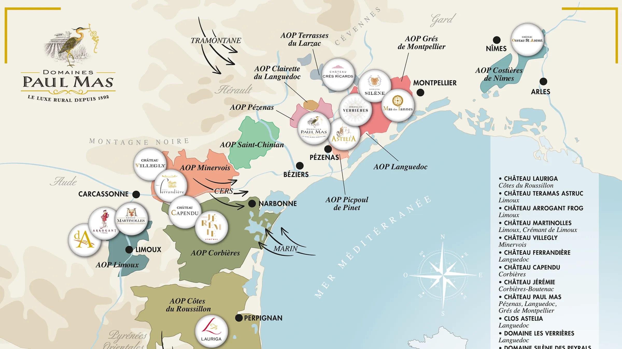 Montaigne noire reigon on a map 