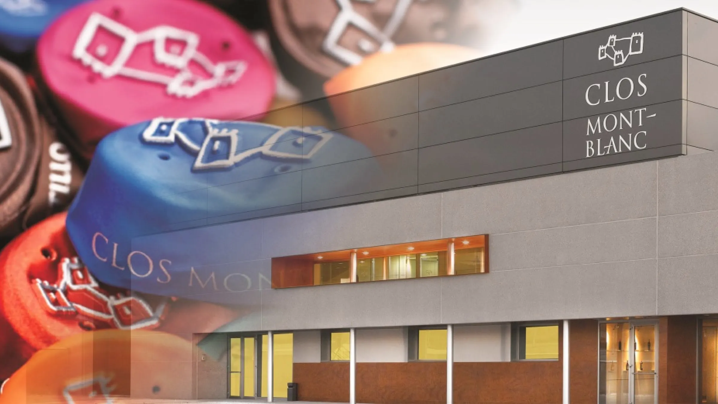 Collage of Clos Montblanc estate and wine seals