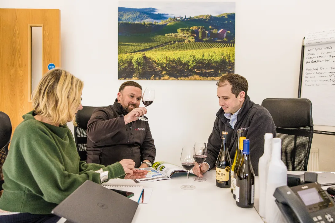 FCP team tasting wine 